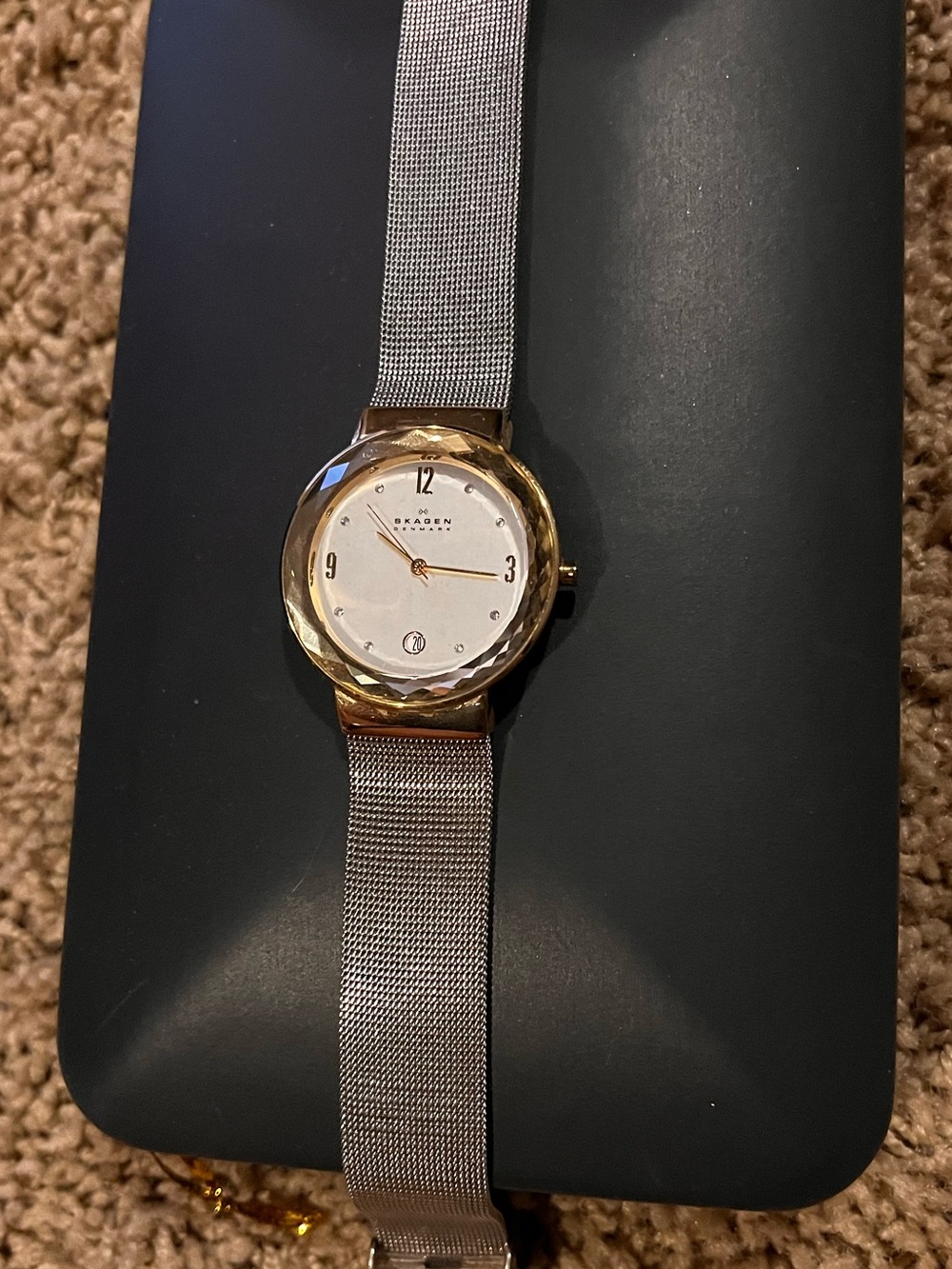 Skagen Two-Tone Mesh Watch with White Dial